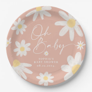 Assiettes En Carton Plaques de papier rose Boho Daisy
