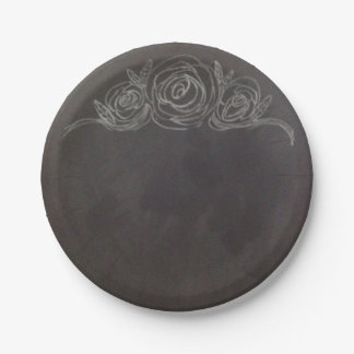 Assiettes En Carton Plaques de papier Rose de tableau noir