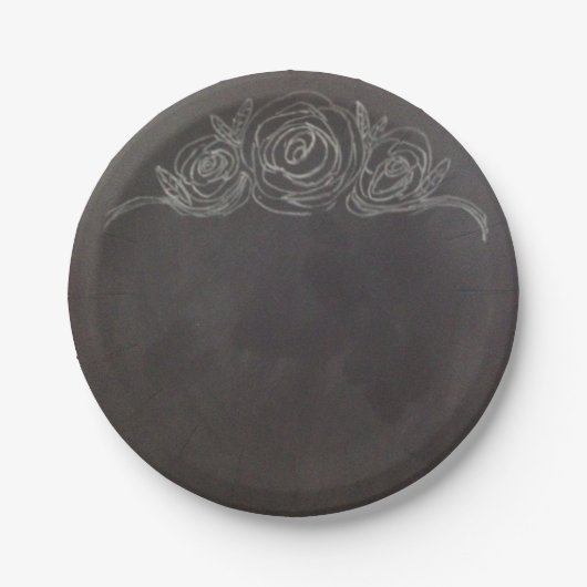 Assiettes En Carton Plaques de papier Rose de tableau noir (Devant)