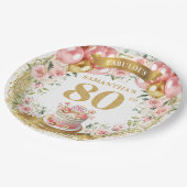 Assiettes En Carton Plaques de papier rose Gold Cake (Angle)