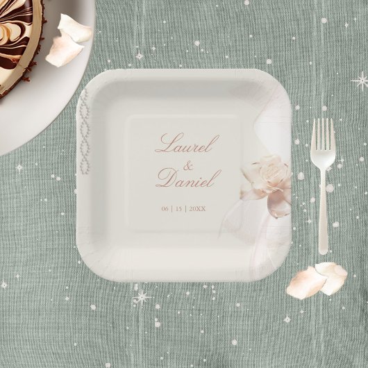 Assiettes En Carton Plaques de papier Rose romantique