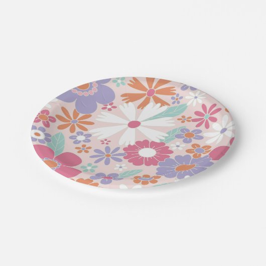 Assiettes En Carton Plaques de papier rose Super rétro (Angle)