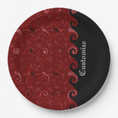 Assiettes En Carton Plaques de papier rouge et noir en satin (Devant)