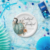 Assiettes En Carton Plaques de papier rustique Citrouille bleu Thanksg (Fête)