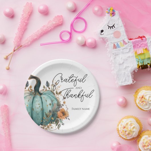 Assiettes En Carton Plaques de papier rustique Citrouille bleu Thanksg (Fête)