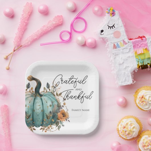 Assiettes En Carton Plaques de papier rustique Citrouille bleu Thanksg (Fête)