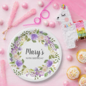 Assiettes En Carton Plaques de papier Rustique violet 80e anniversaire (Fête)