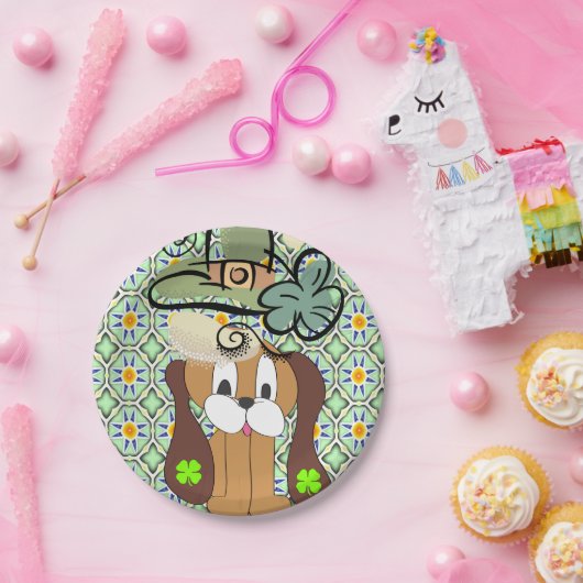 Assiettes En Carton Plaques de papier Saint Patrick's Day Chien (Fête)