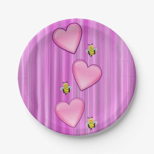 Assiettes En Carton Plaques de papier Saint Valentin, Bee (Devant)