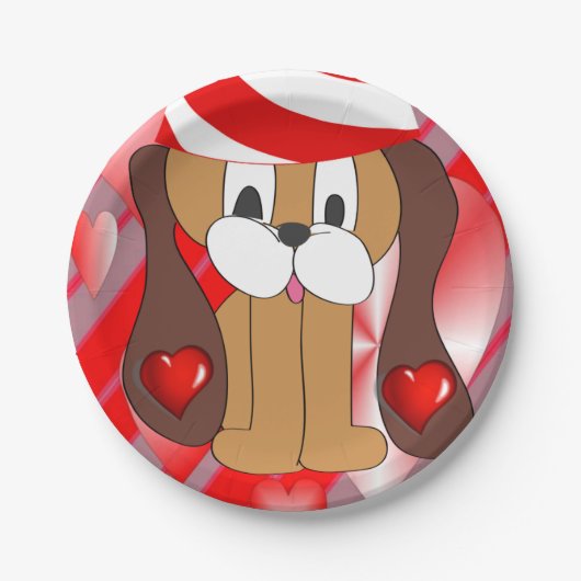 Assiettes En Carton Plaques de papier Saint-Valentin, Chien (Devant)