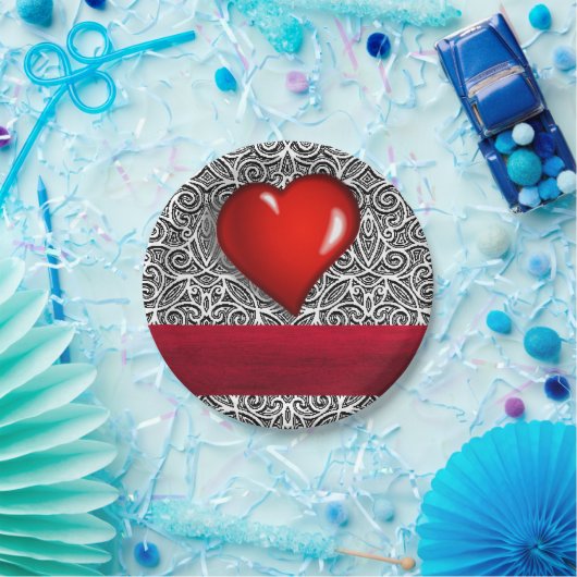 Assiettes En Carton Plaques de papier Saint Valentin Coeur (Fête)