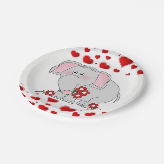 Assiettes En Carton Plaques de papier Saint Valentin Eléphant (Angle)