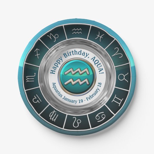 Assiettes En Carton Plaques de papier-signe astrologique Aquarius (Devant)