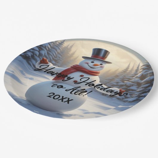 Assiettes En Carton Plaques de papier Snowman HAMbyWG (Angle)