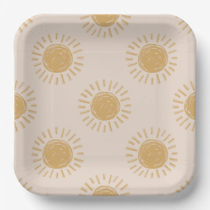 Assiettes En Carton Plaques de papier Sun rose et or
