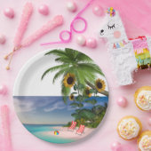 Assiettes En Carton Plaques de papier Sunflower Beach (Fête)