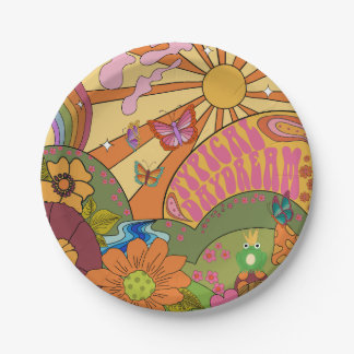 Assiettes En Carton Plaques de papier Super rétros psychédélique