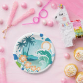 Assiettes En Carton Plaques de papier Surf de l'île (Fête)