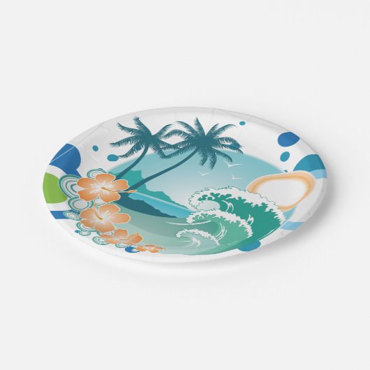 Assiettes En Carton Plaques de papier Surf de l'île (Angle)