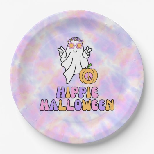 Assiettes En Carton Plaques de papier teint Halloween Hippie (Devant)