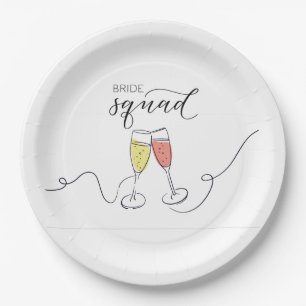 Assiettes En Carton Plaques de papier toast à champagne Bride Squad