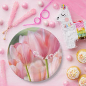 Assiettes En Carton Plaques de papier Tulipe rose personnalisées (Fête)