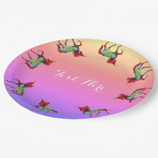 Assiettes En Carton Plaques de papier Unicorne (Angle)