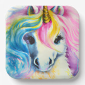 Assiettes En Carton Plaques de papier Unicorne (Recto)
