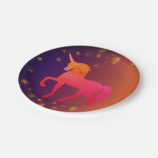 Assiettes En Carton Plaques de papier Unicorne rose (Angle)