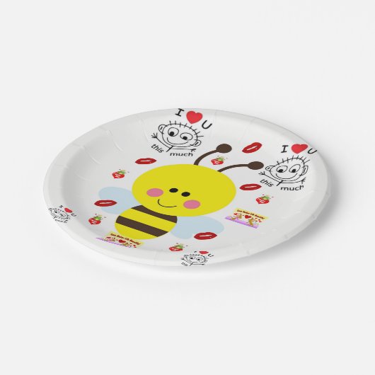 Assiettes En Carton Plaques de papier Valentine's Day Bumblebee (Angle)