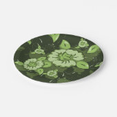 Assiettes En Carton Plaques de papier vert floral (Angle)