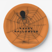 Assiettes En Carton Plaques de papier Web Orange Halloween Spider (Devant)