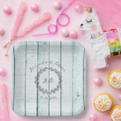 Assiettes En Carton Plaques de papier Wedding shower Monogramme Rustiq (Fête)