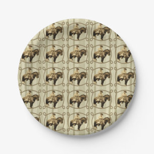 Assiettes En Carton Plaques de papier Western Cowboy Party Vintage Cow