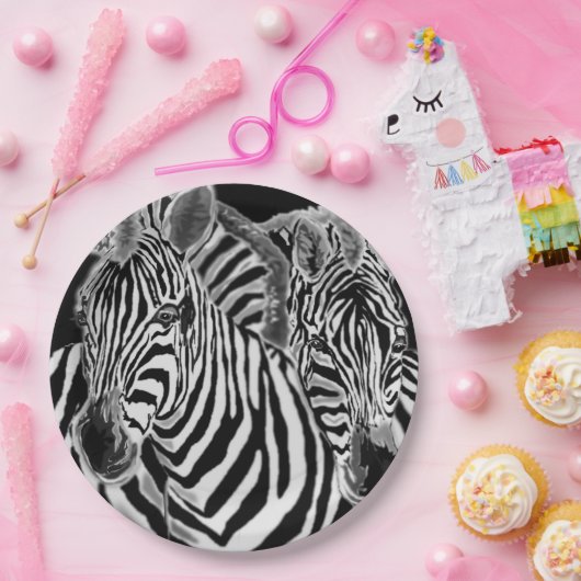 Assiettes En Carton Plaques de papier Zebra (Fête)