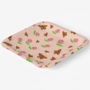 Assiettes En Carton Plaques de papillon de l'algue et du monarque