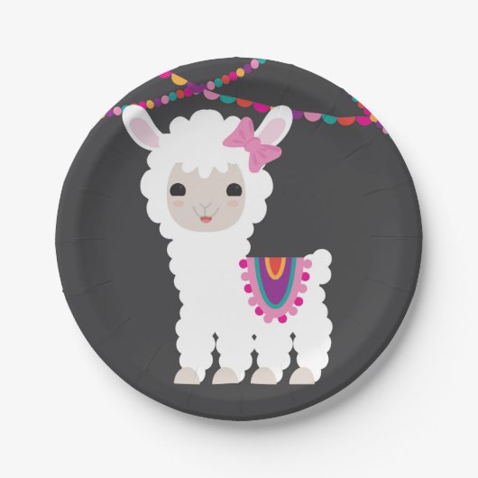 Assiettes En Carton Plaques de partie Little Llama Alpaca (Devant)