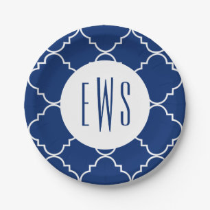 Assiettes En Carton Plaques de partie Monogramme Chic Quatrefoil