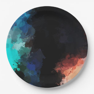 Assiettes En Carton Plaques de peinture Abstraites modernes noir orang