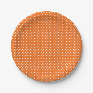 Assiettes En Carton Plaques de points classiques orange et blanc Polka
