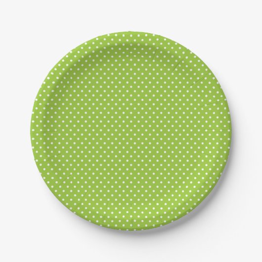 Assiettes En Carton Plaques de points polka vert et blanc classique (Devant)