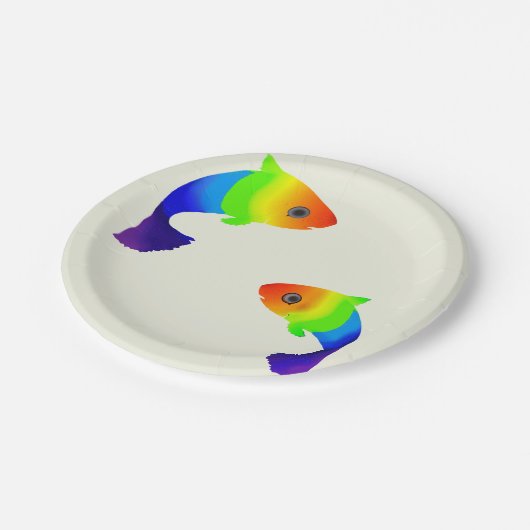 Assiettes En Carton Plaques de poisson arc-en-ciel (Angle)