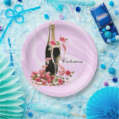 Assiettes En Carton Plaques de satin rose Rose et champagne (Fête)