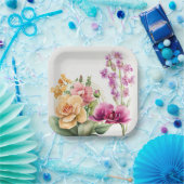 Assiettes En Carton Plaques d'explosion d'orchidée (Fête)