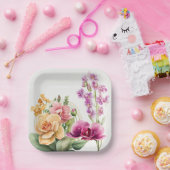 Assiettes En Carton Plaques d'explosion d'orchidée (Fête)