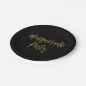 Assiettes En Carton Plaques d'huile d'or Masquerade Party (Angle)