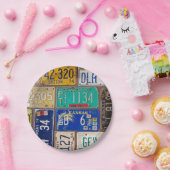 Assiettes En Carton plaques d'immatriculation rouillées rétro (Fête)