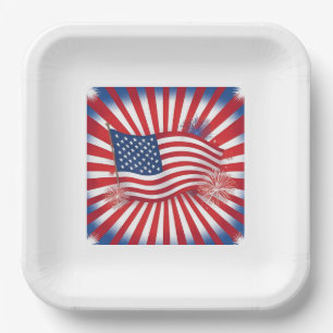 Assiettes En Carton Plaques d'Indépendance Fiesta Fireworks