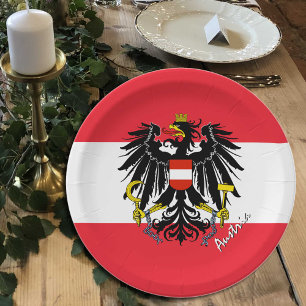 Assiettes En Carton Plaques drapeau autrichien, fête, sports, Autriche