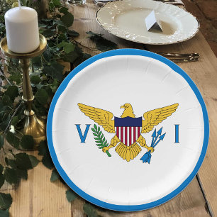 Assiettes En Carton Plaques Drapeau des îles Vierges américaines, fête